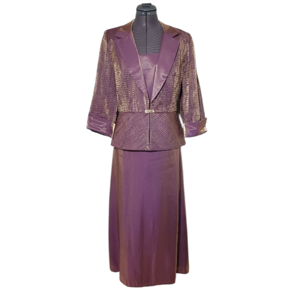 3pc Vintage Oblique Mauve Skirt Set Formal Gown Mother Of Bride Gala